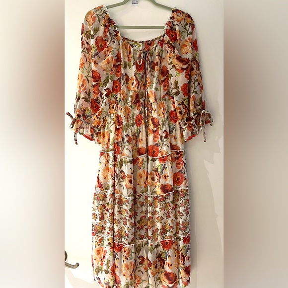 Fig & Flower (Anthropologie brand) Floral Print Midi Dress L - Picture 2 of 13